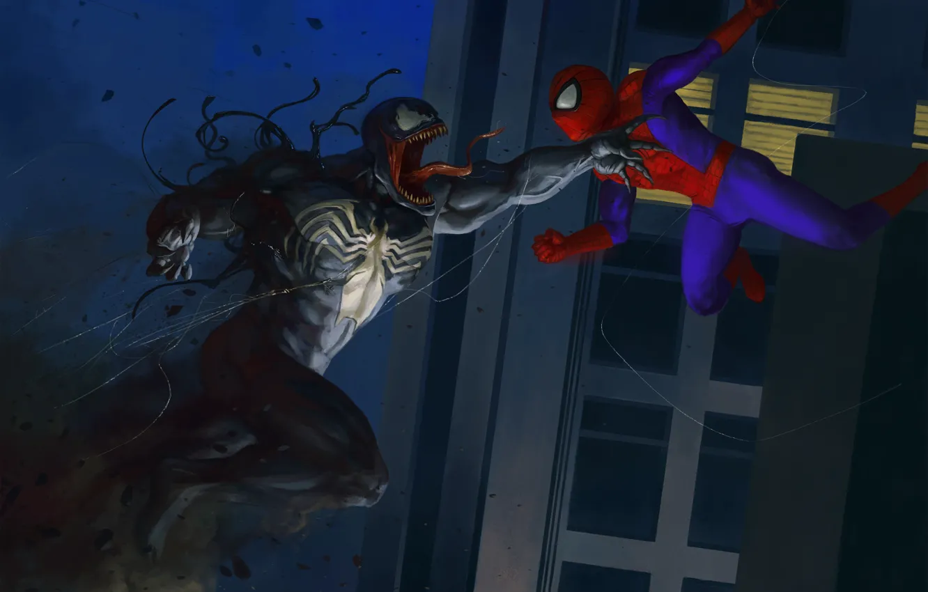 Photo wallpaper black, Spider-Man, Venom, Peter Parker