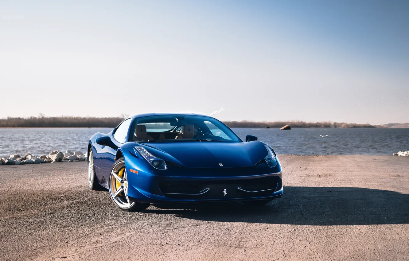 Photo wallpaper Ferrari, 458, blue, Italia