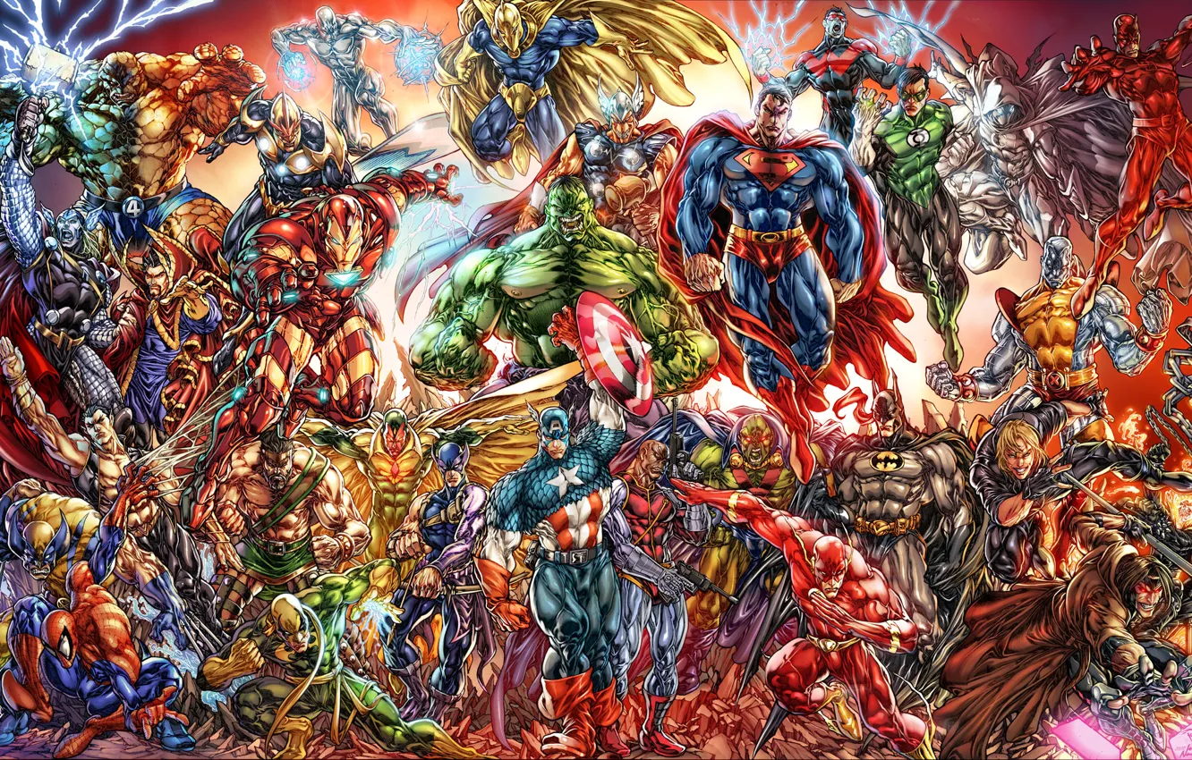 Photo wallpaper art, Marvel, comics, dc universe, Superheroes
