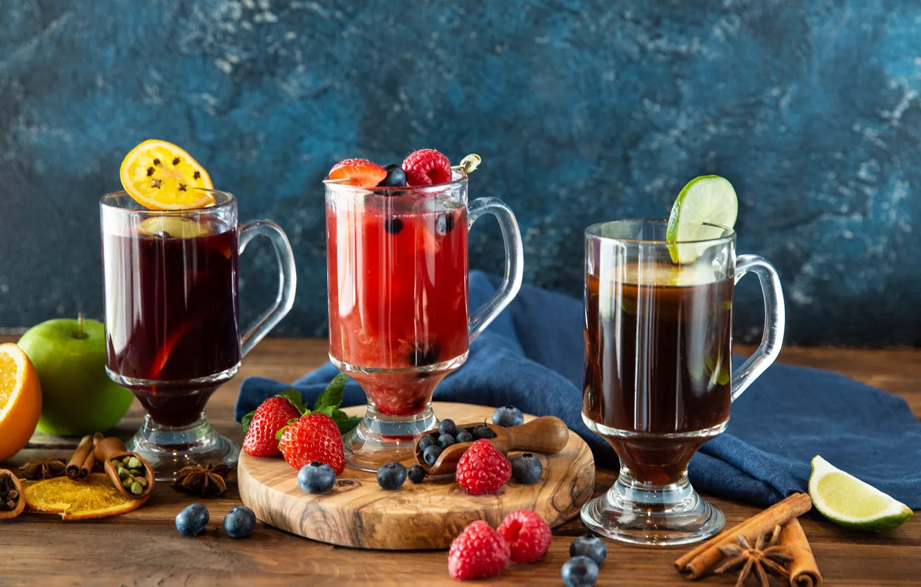 Photo wallpaper summer, berries, drink