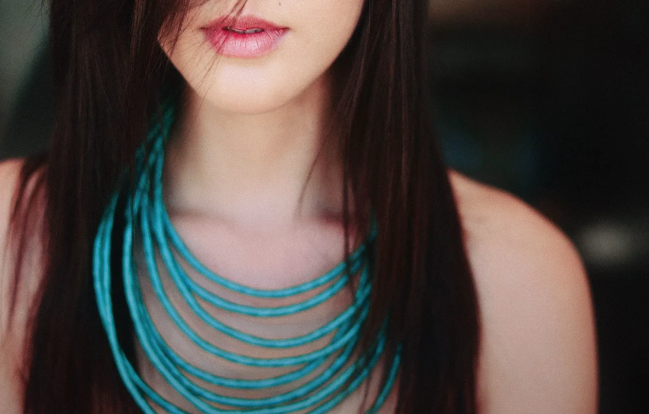 Photo wallpaper girl, decoration, background, mood, blue, Wallpaper, brunette, lips