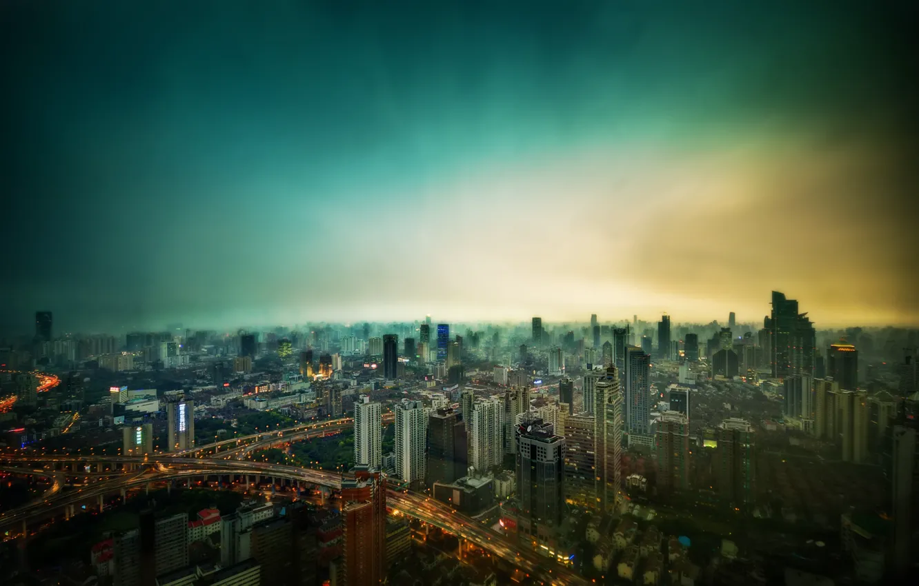 Photo wallpaper megapolis, Shanghai, shanghai, cityscape, megapolis