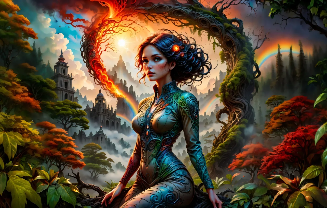 Photo wallpaper girl, fantasy, unreal, AI Art