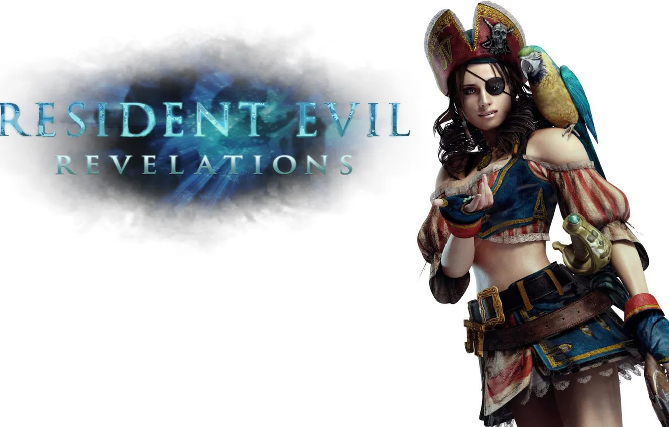 Photo wallpaper girl, weapons, bird, sword, shotgun, pirate, Resident Evil, Resident Evil: Revelations