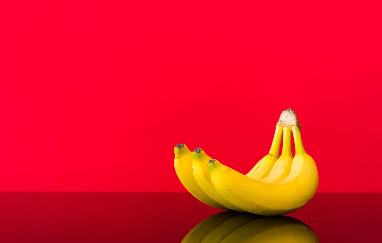 Photo wallpaper bananas, fruit, red background