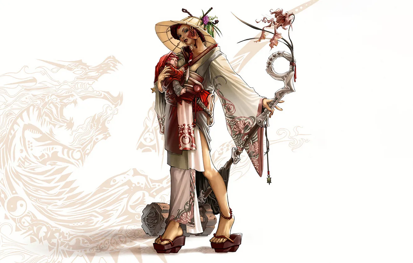 Photo wallpaper girl, children, staff