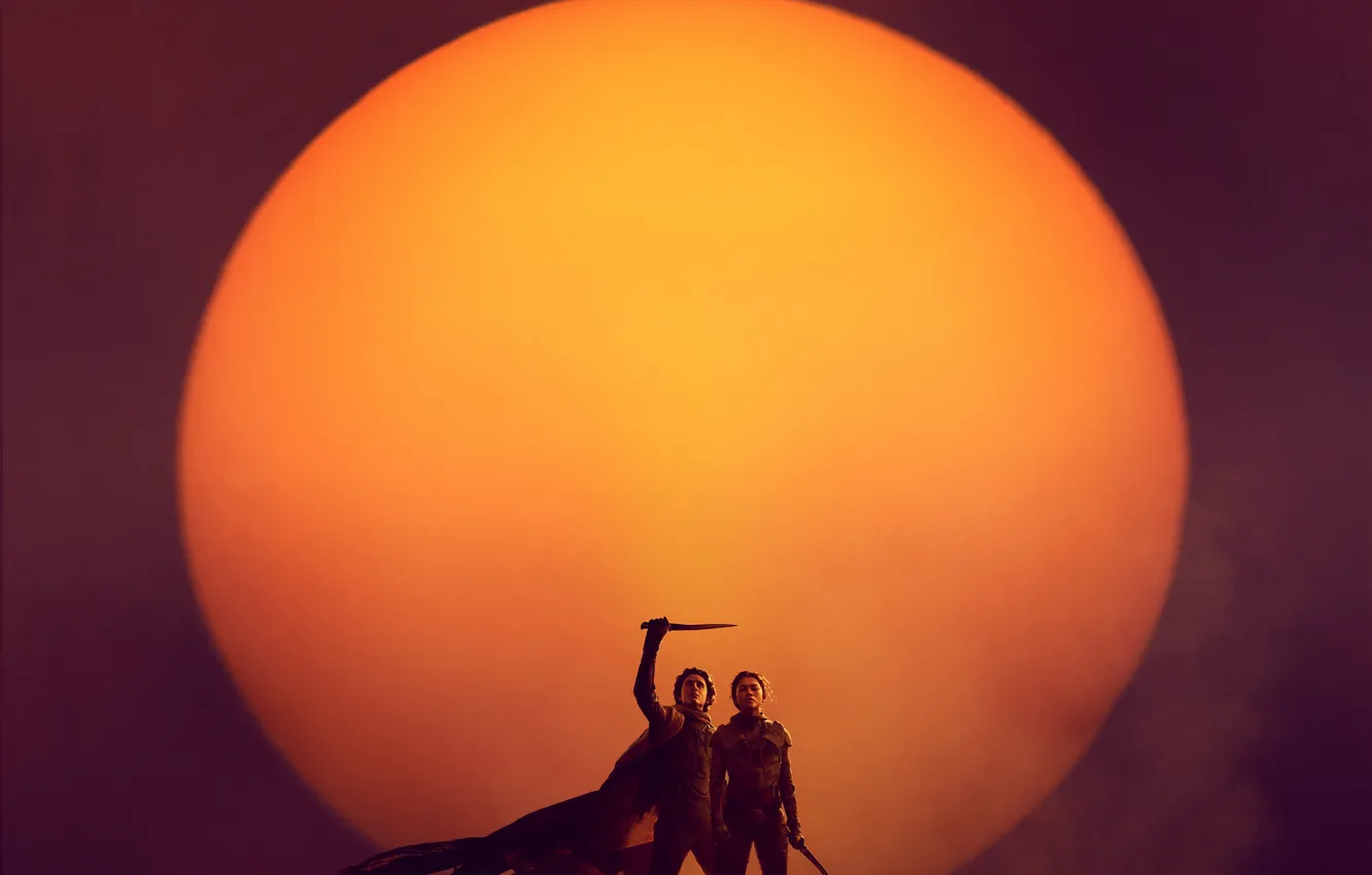 Photo wallpaper two, science fiction, Zendaya, Sendee, Timothee Chalamet, Timothy Salame, 2024, Dune: Part Two