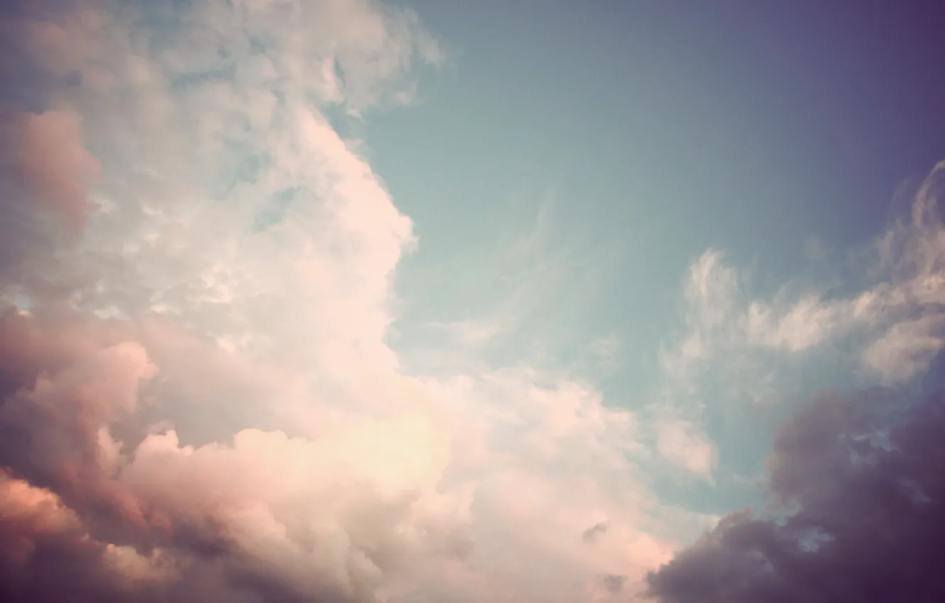 Photo wallpaper white, purple, the sky, clouds, pink, gently