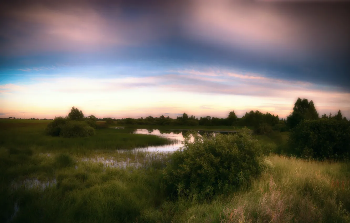 Photo wallpaper summer, the sky, landscape, nature, lake, pond, beauty, village