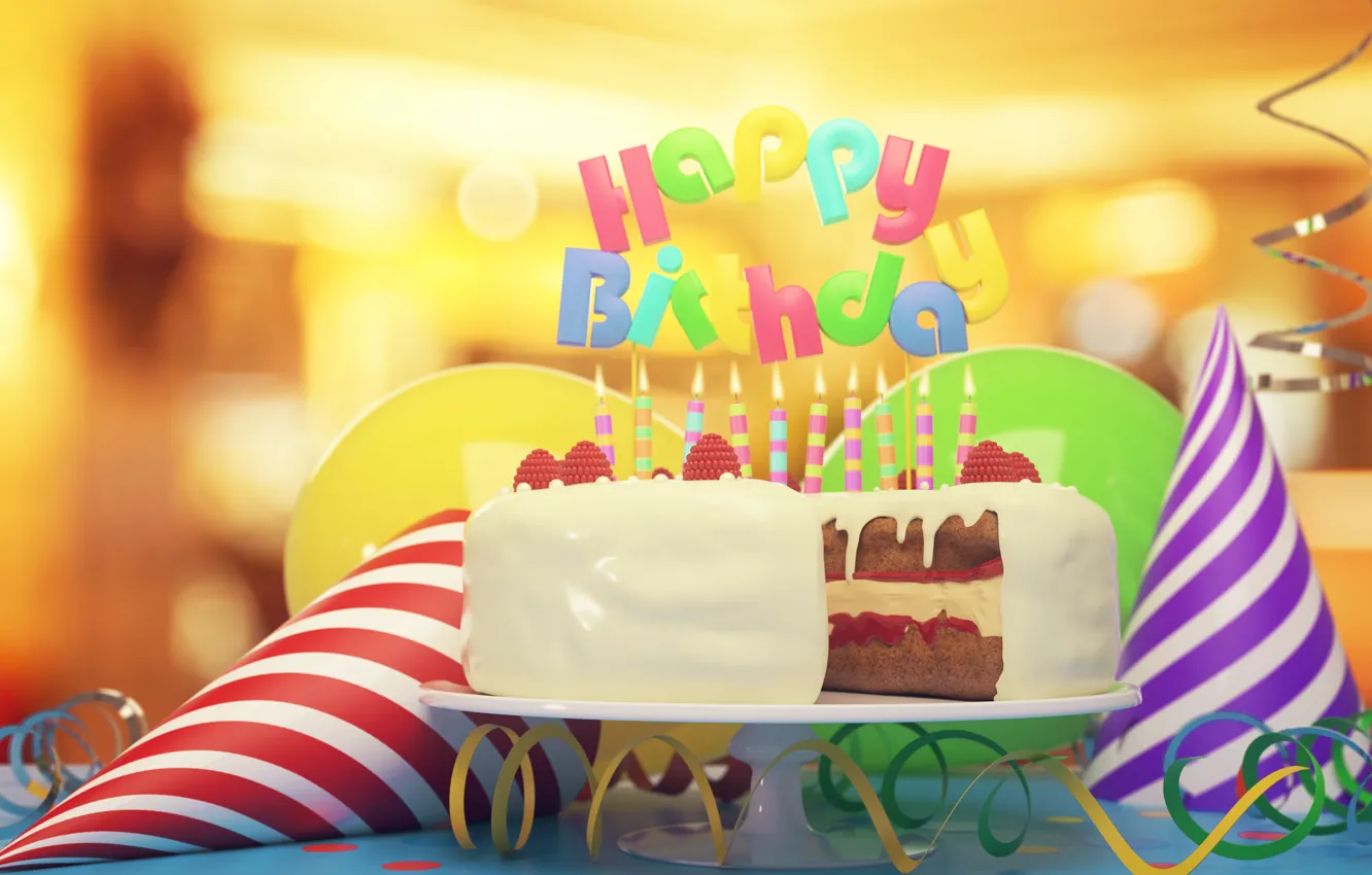 Photo wallpaper birthday, holiday, candles, cake