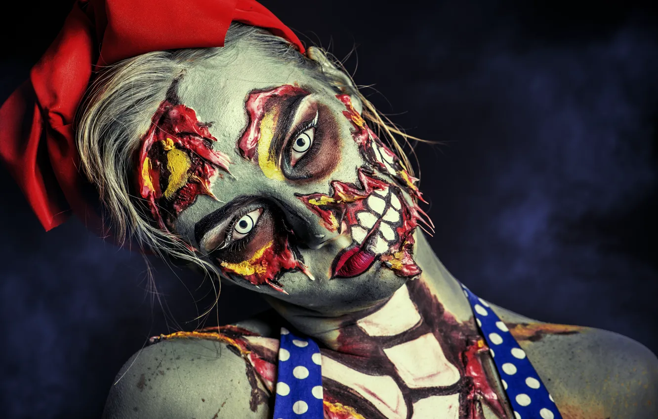 Photo wallpaper girl, zombie, make up