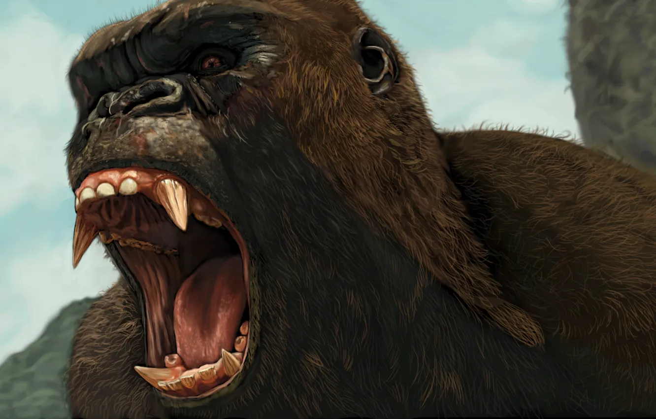 Photo wallpaper King Kong, King Kong, art, mouth, fangs