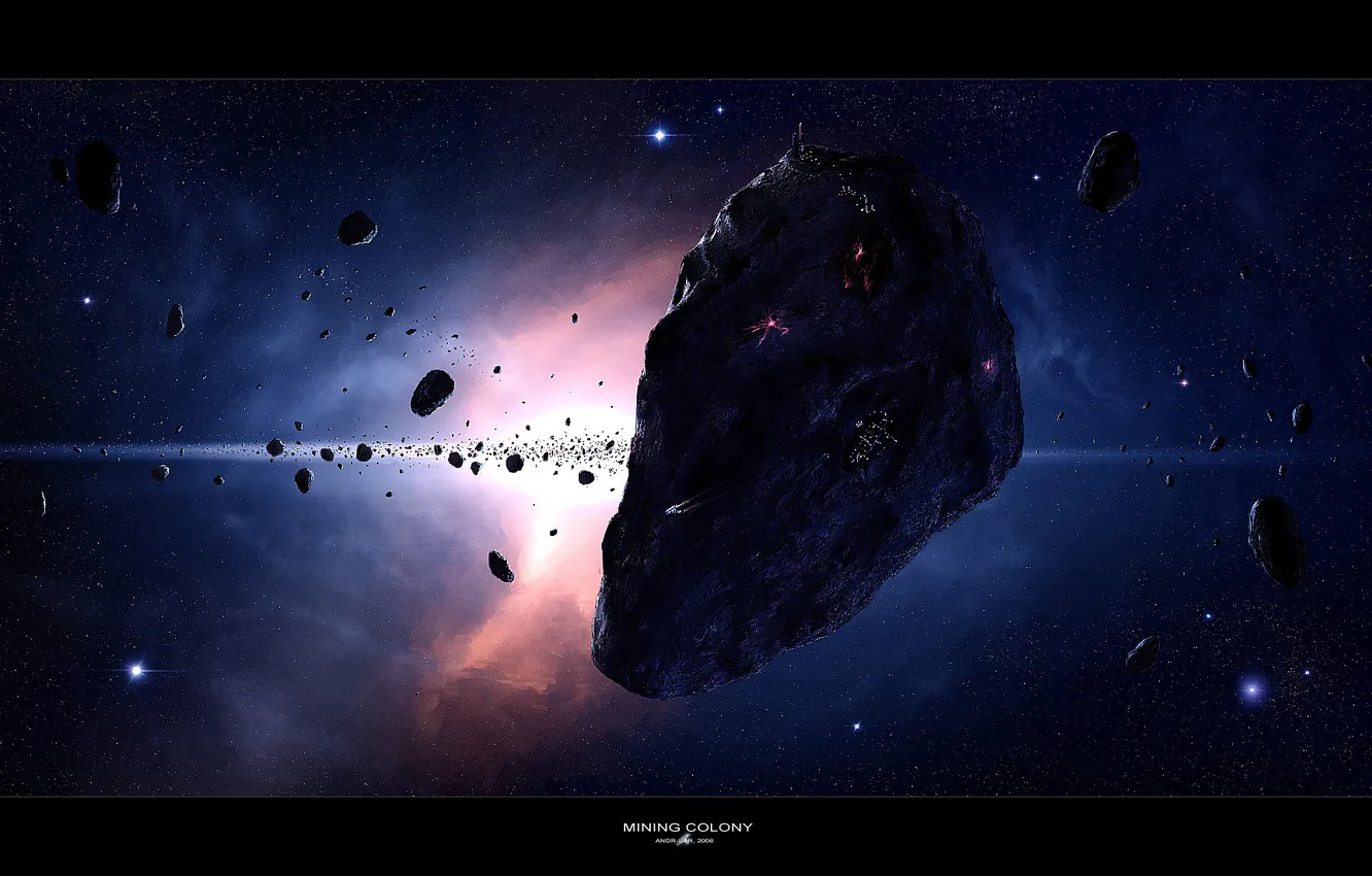 Photo wallpaper space, stars, asteroid