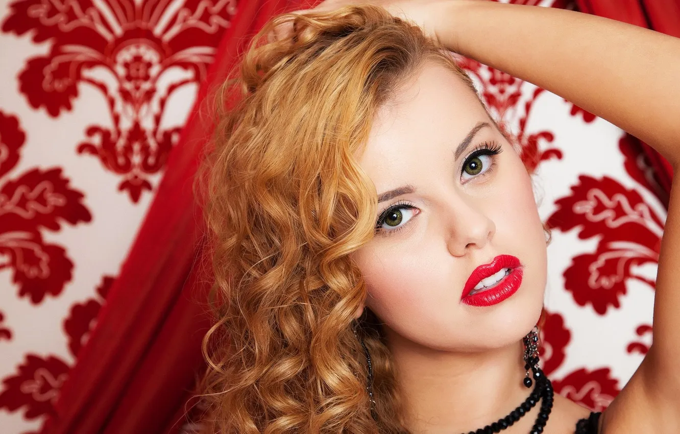 Photo wallpaper face, model, lipstick, blonde, lips, Jessie Rogers