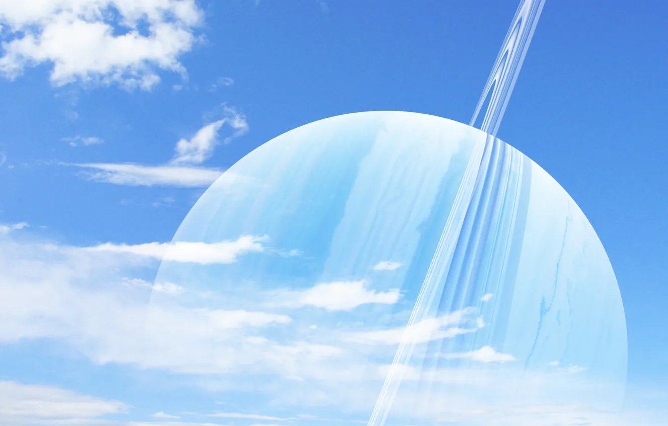 Photo wallpaper the sky, clouds, blue, planet, ring, Saturn