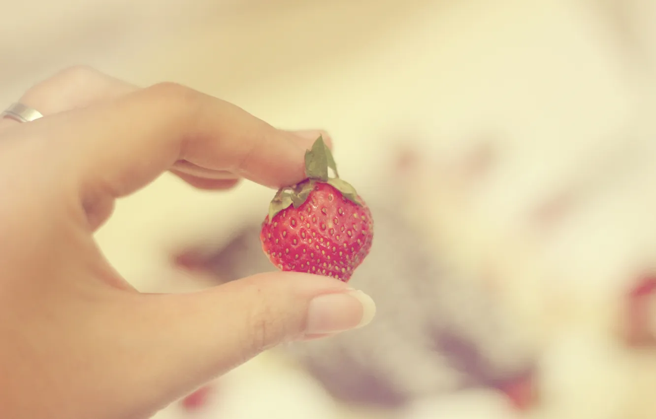 Photo wallpaper berries, hands, strawberry, fingers, nails