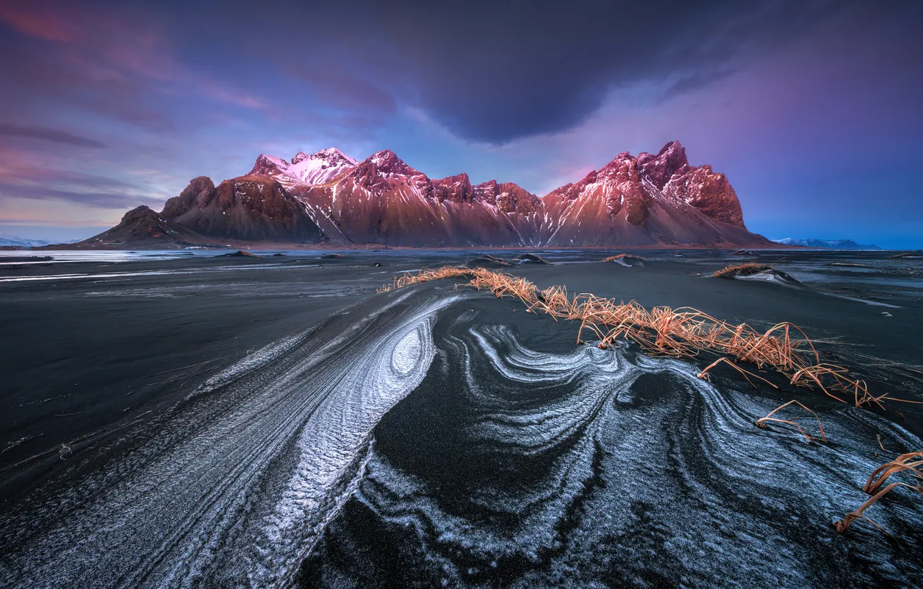 Photo wallpaper mountain, Iceland, Black Sand