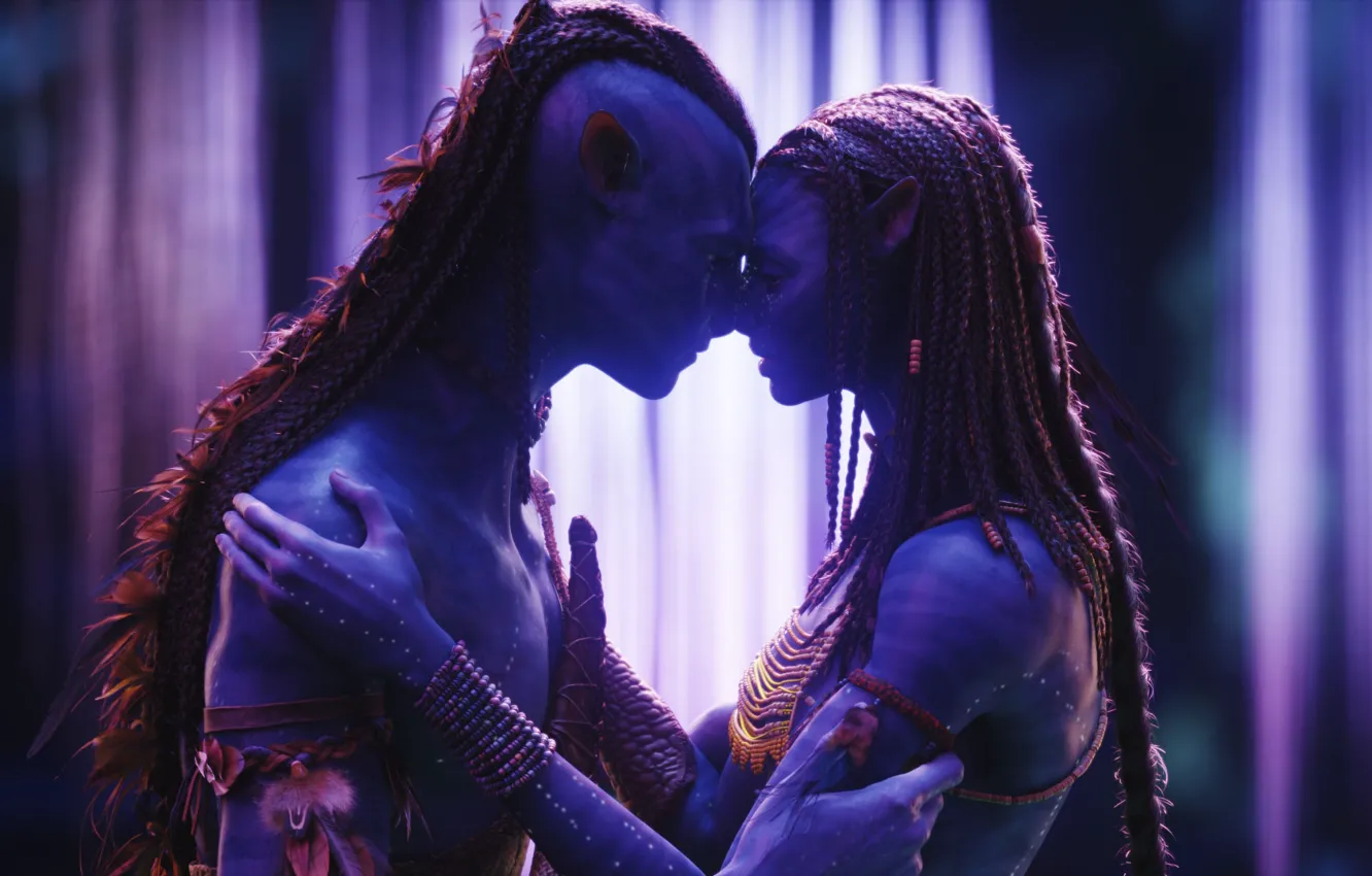 Photo wallpaper love, Avatar, Neytiri, Zoe Saldana, Jake Sully, Sam Worthington, Eywa, Na'vi