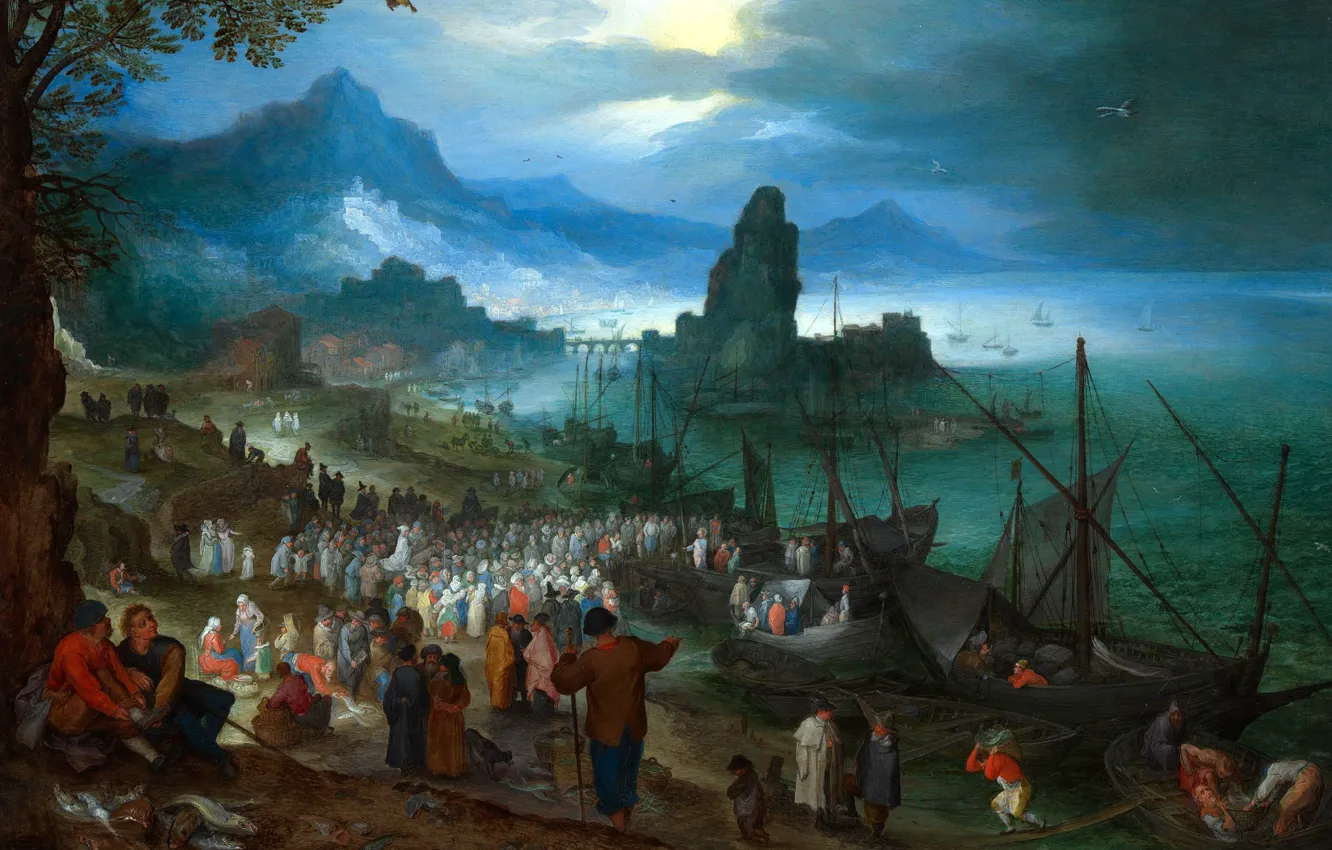 Photo wallpaper picture, religion, mythology, Jan Brueghel the elder, The Preaching Of Christ