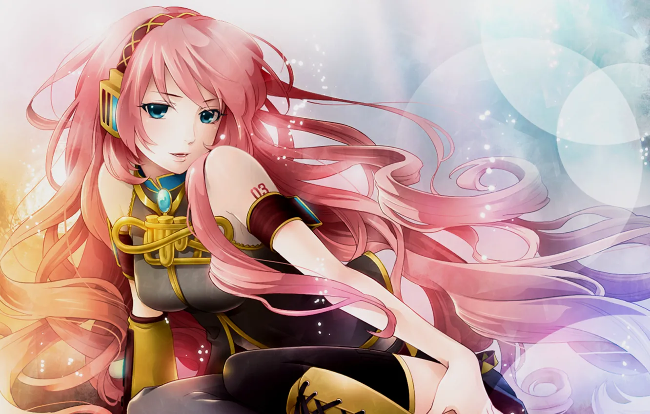 Photo wallpaper headphones, sparks, vocaloid, megurine luka