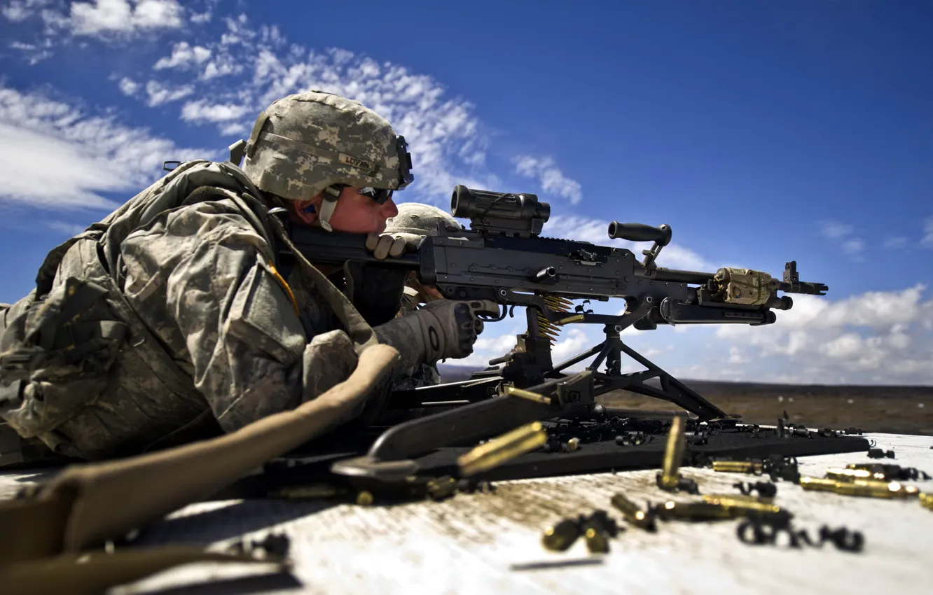 Photo wallpaper weapons, soldiers, machine gun