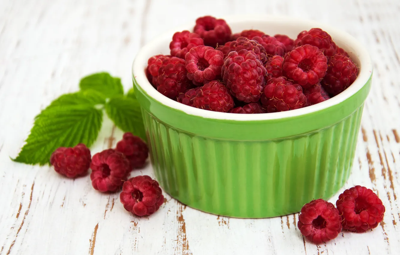 Photo wallpaper berries, raspberry, table, bowl, Olena Rudo