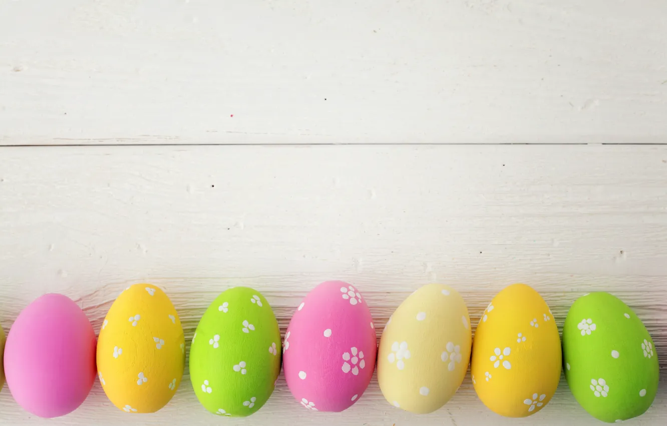 Photo wallpaper colorful, Easter, happy, wood, spring, Easter, eggs, holiday