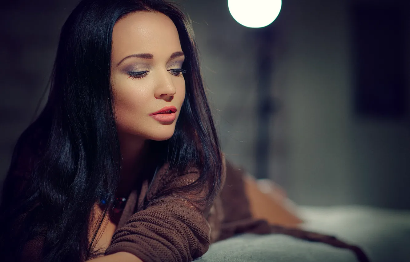 Photo wallpaper girl, brunette, lies, beautiful, beauty, chic, Ukrainian, Angelina Petrova