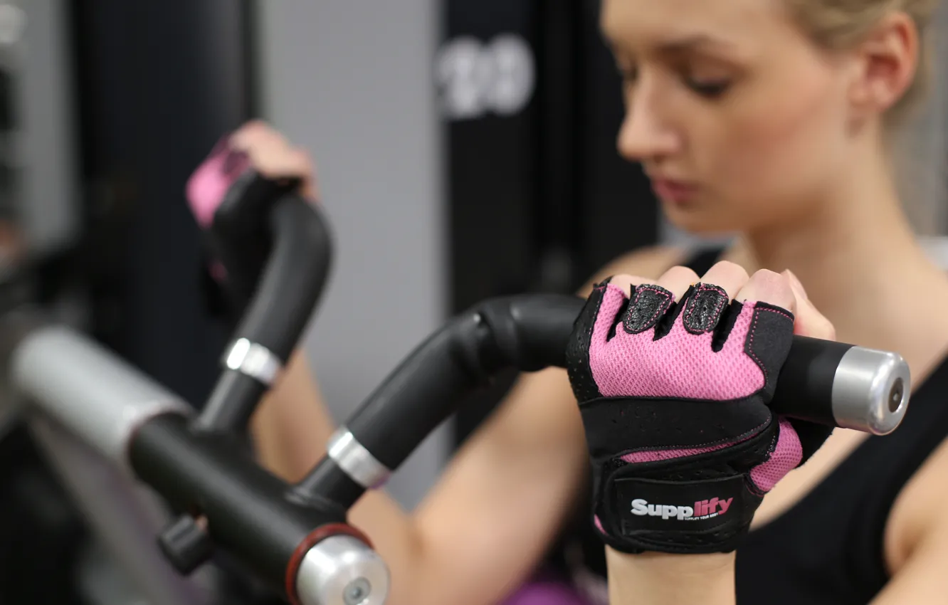 Photo wallpaper blonde, workout, gym, fitness girl