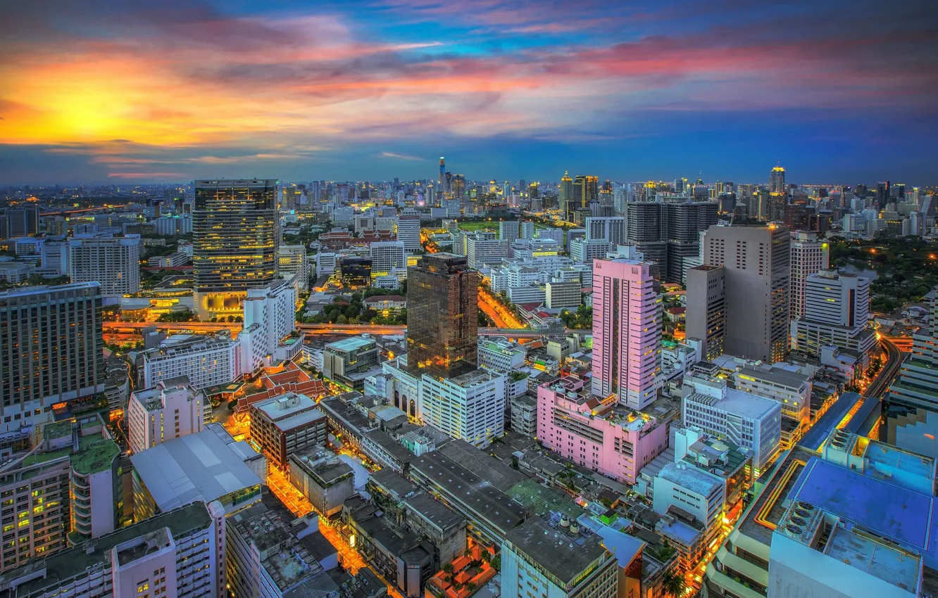Photo wallpaper the city, building, Thailand, Bangkok, Thailand, the view from the top, Bangkok