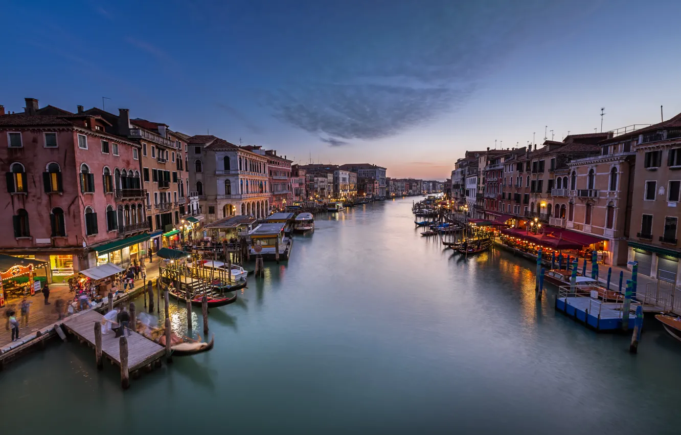 Photo wallpaper Italy, Venice, channel, Italy, sunset, panorama, Venice, channel