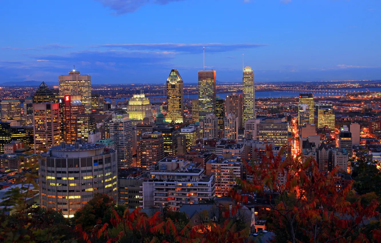 Photo wallpaper night, the city, photo, skyscrapers, Canada, Montreal Quebec