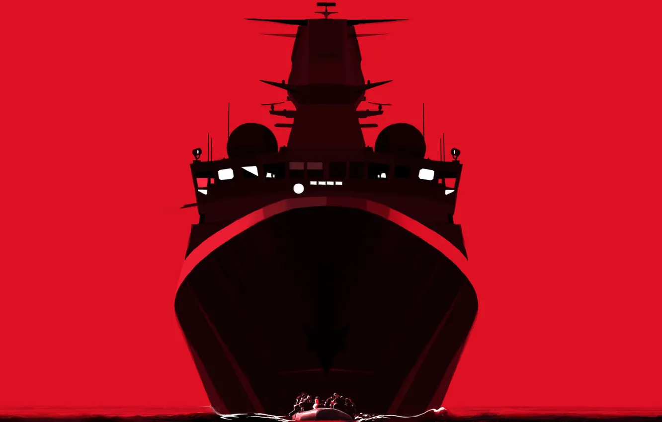 Photo wallpaper boat, people, ship, vector