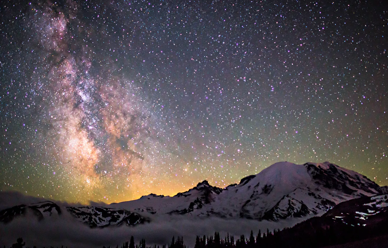 Photo wallpaper space, stars, mountains, night, space, the milky way