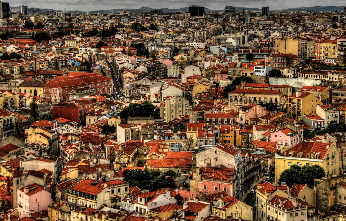 Photo wallpaper building, home, panorama, street, Lisbon
