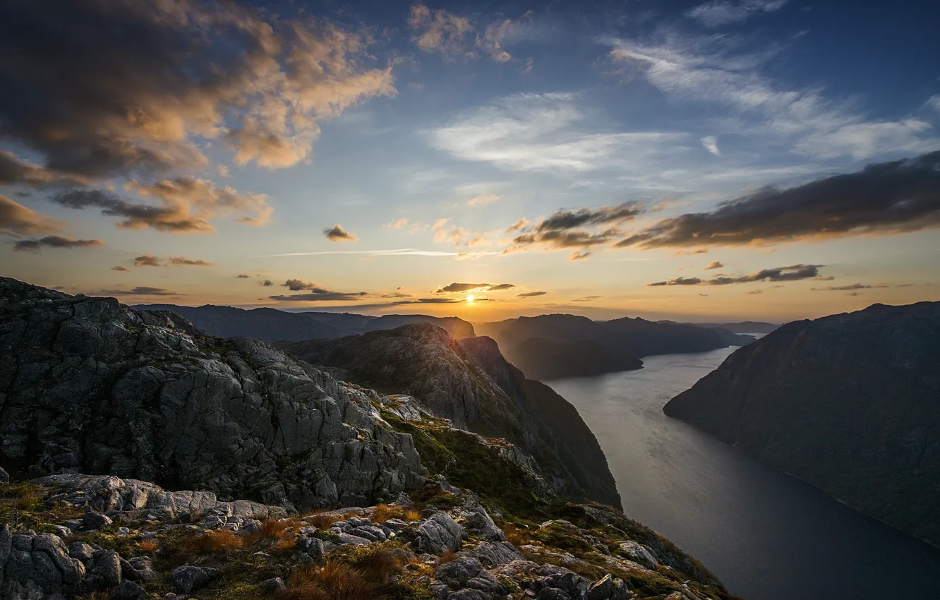Photo wallpaper rocks, Norway, the fjord