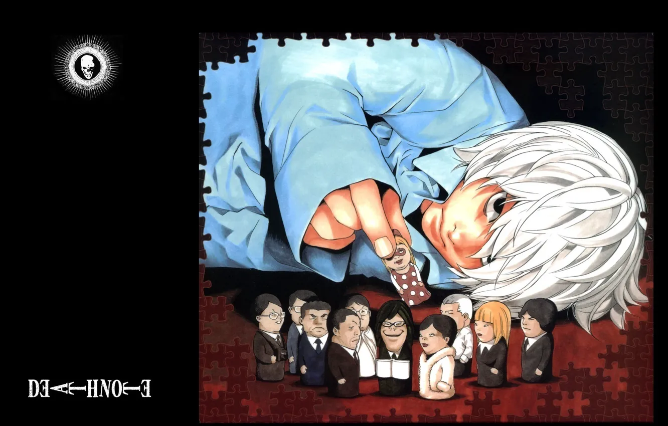 Photo wallpaper doll, boy, death note, death note, white hair, characters, jigsaw puzzles, near