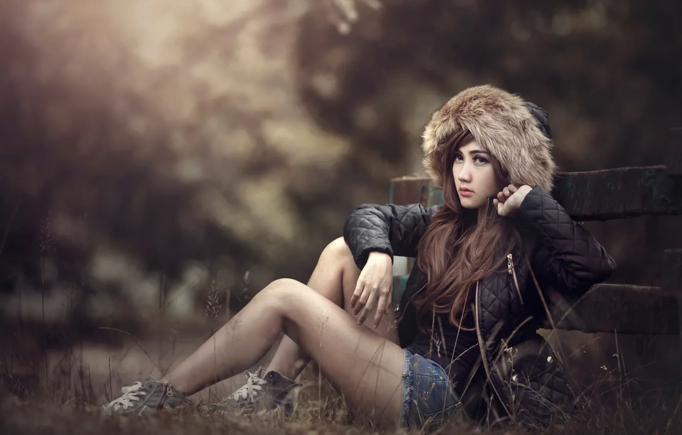 Photo wallpaper shorts, fur, legs, Country Girl
