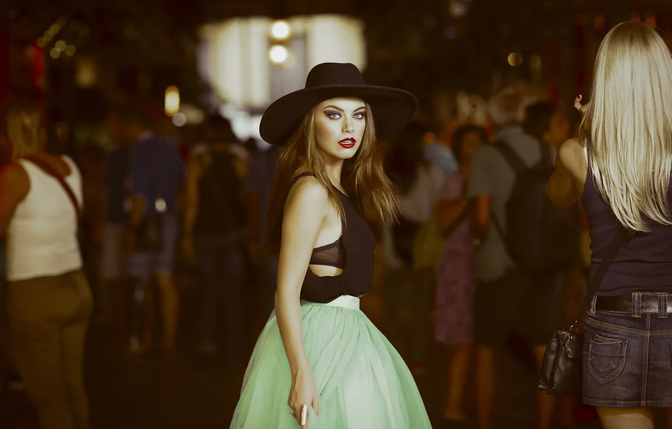 Photo wallpaper girl, skirt, hat