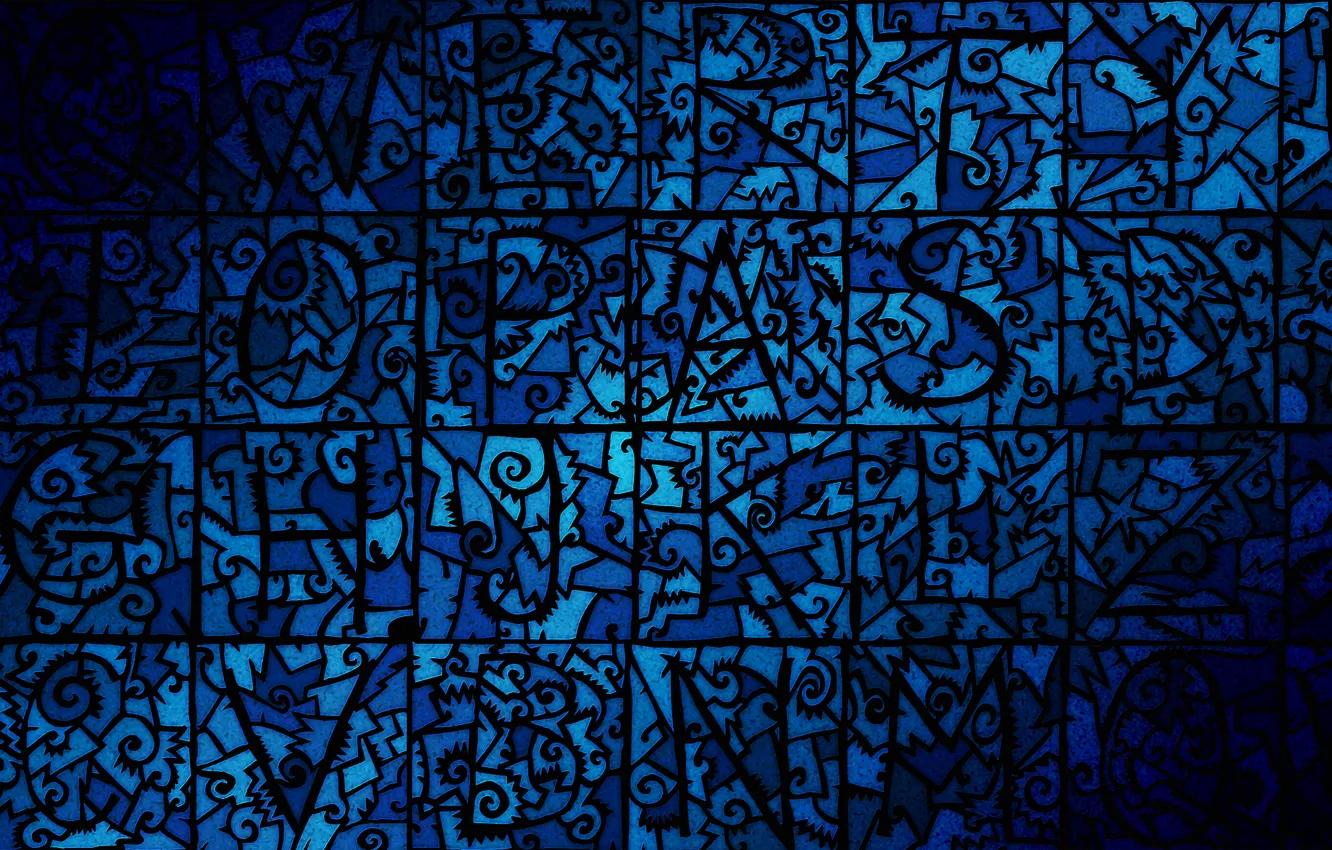 Photo wallpaper blue, mosaic, desktop, pattern, flat, jaw