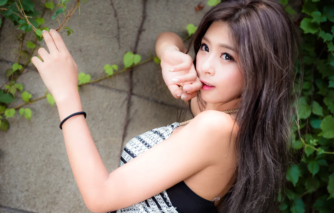 Photo wallpaper look, girl, hair, Asian