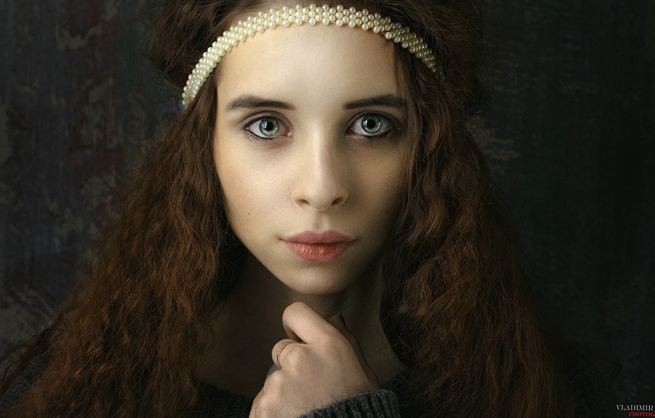 Photo wallpaper look, close-up, face, background, model, portrait, makeup, hairstyle