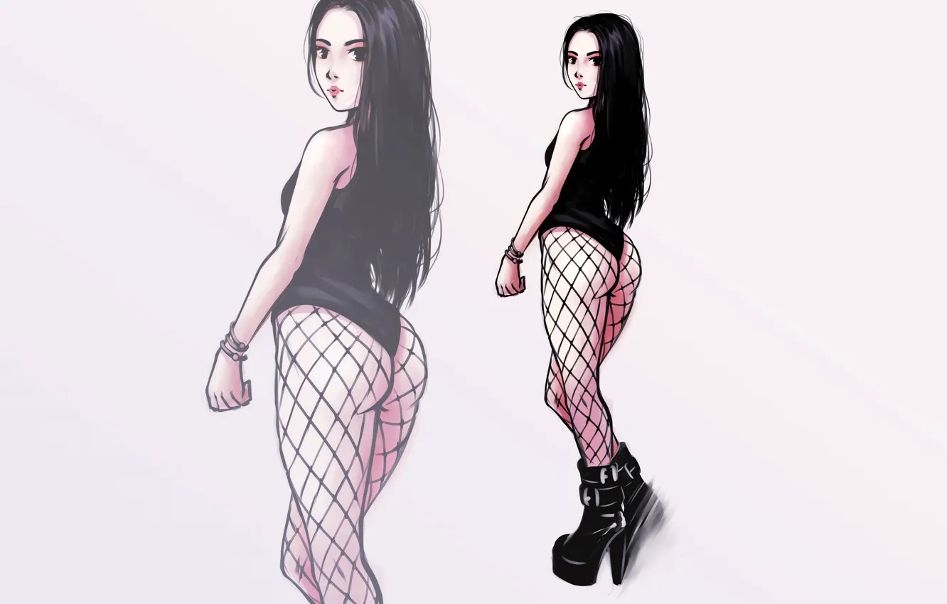 Photo wallpaper girl, sexy, ass, long hair, legs, anime, beautiful, pretty