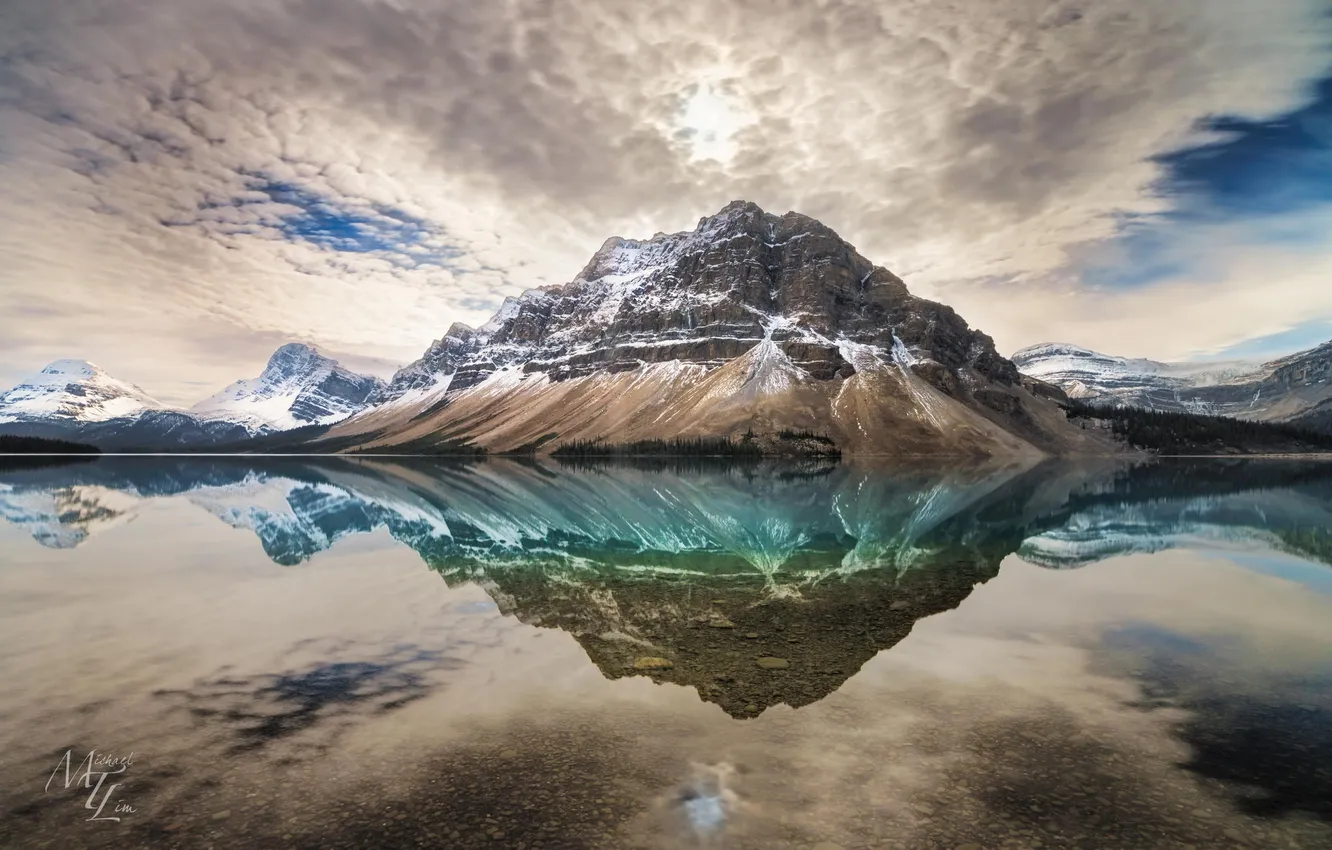 Photo wallpaper mountains, nature, lake, reflection