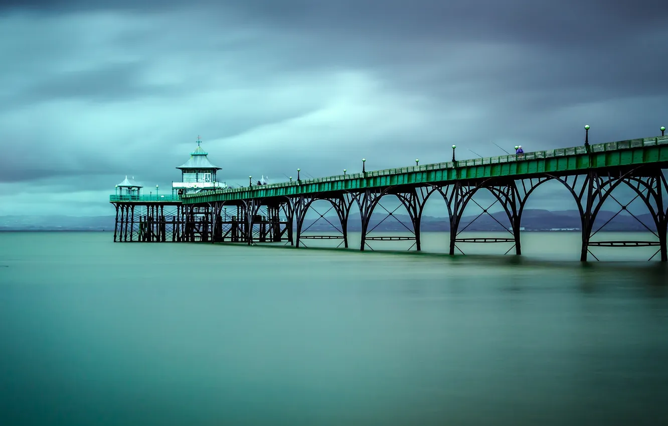 Photo wallpaper sea, the sky, clouds, shore, pierce