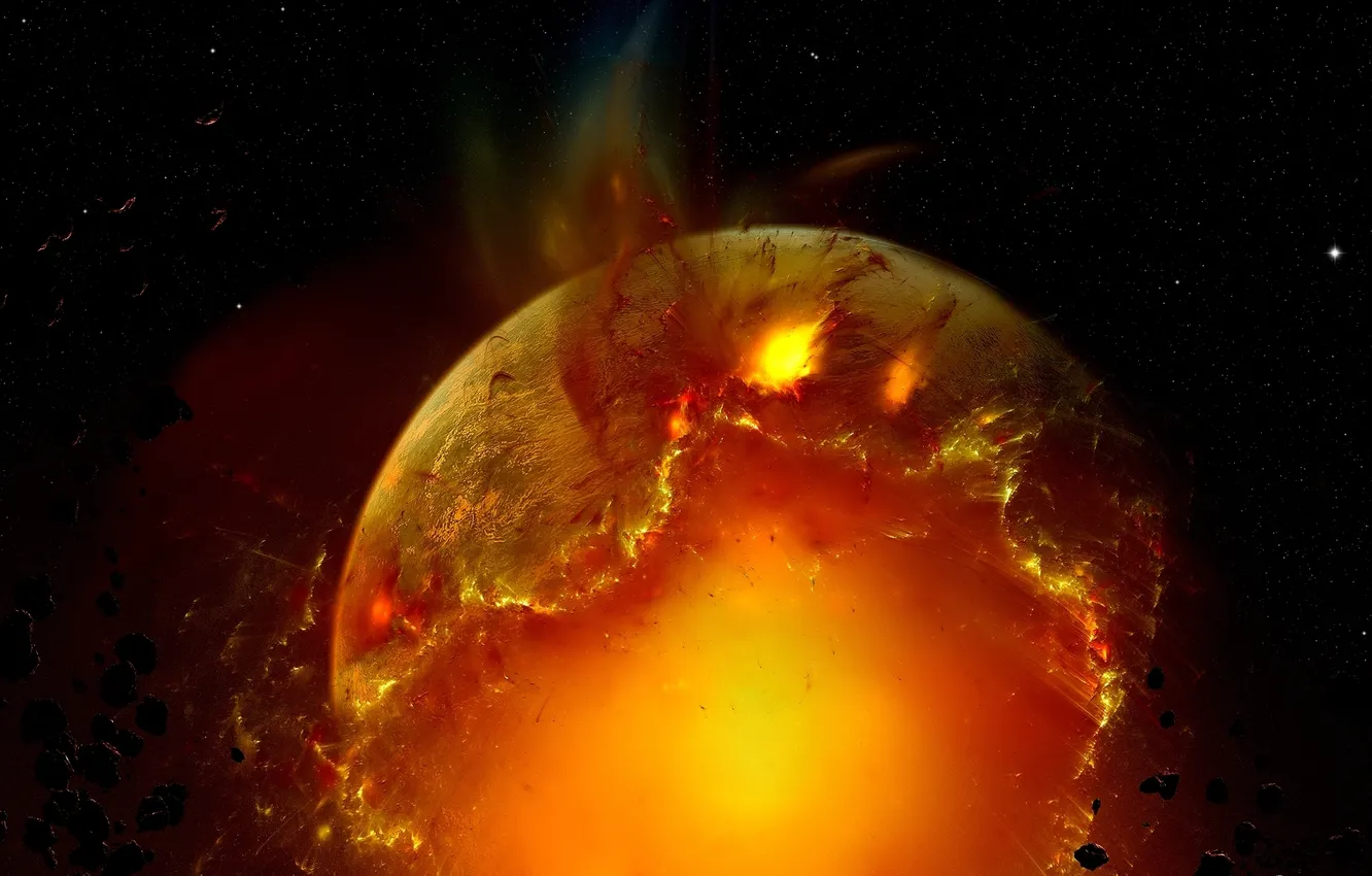 Photo wallpaper space, planet, destruction