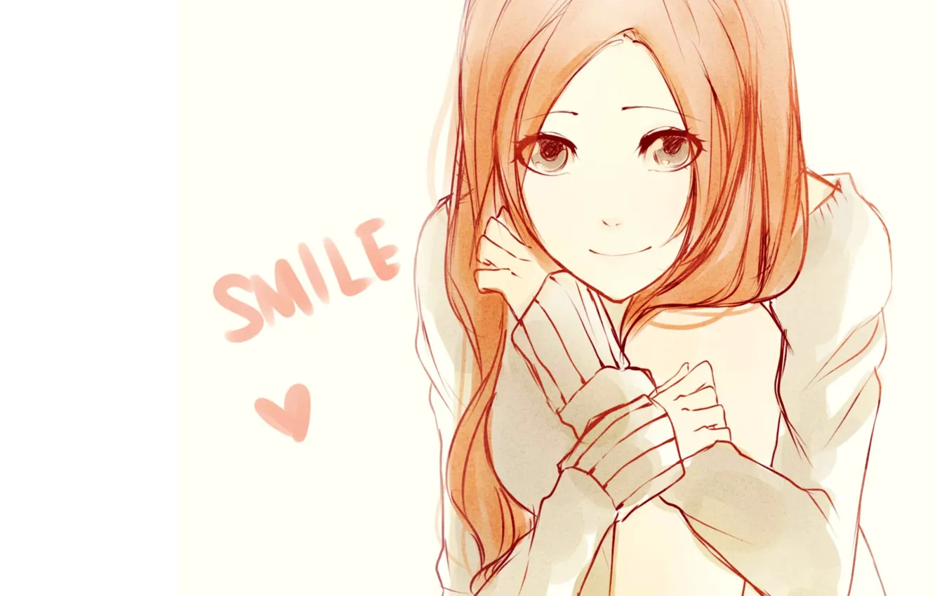 Photo wallpaper girl, smile, red hair, Bleach, inoue orihime