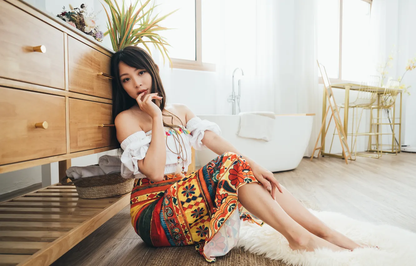 Photo wallpaper girl, pose, Asian