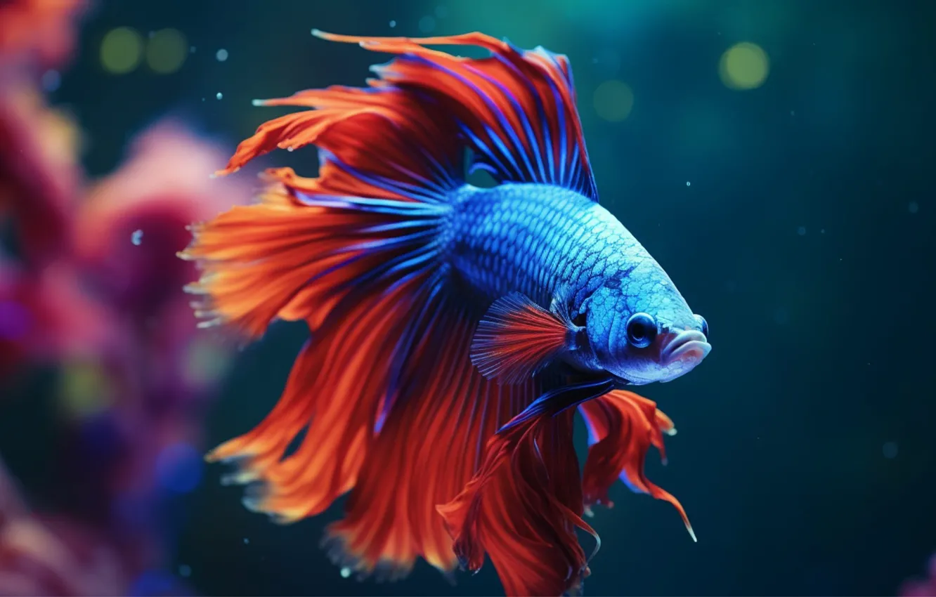 Photo wallpaper sea, water, fish, nature, aquarium, fish, underwater world, fighting fish