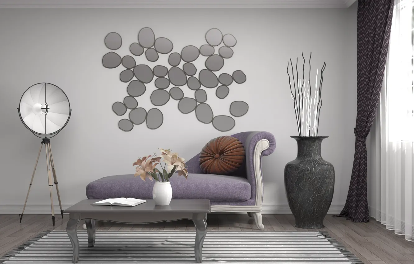 Photo wallpaper design, interior, vase, living room, decor, Stocker Number2